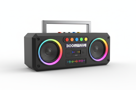 Bluetooth Boom Box with LED Lights and FM Radio